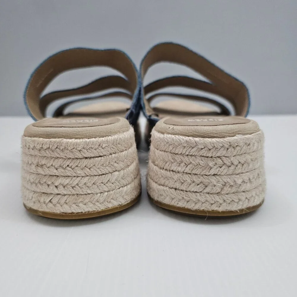 Eileen Fisher Mayla Espadrille Sandal Womens 10 Denim Jute Platform Slide
